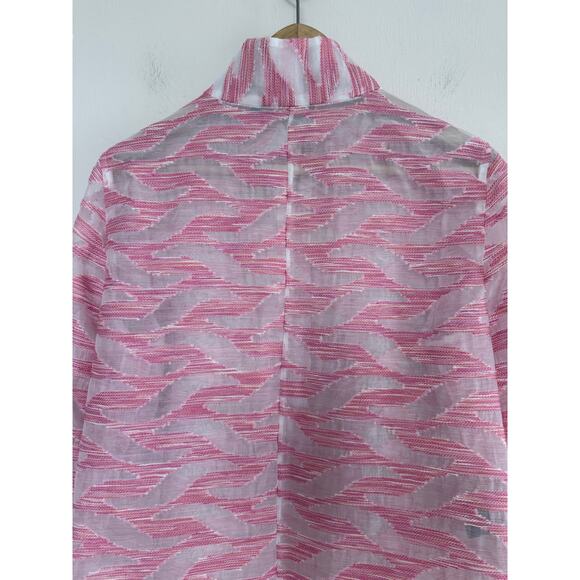 CARLISLE new york light blush pink abstract semi sheer gauzy modern blouse top - Picture 7 of 12